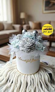 باکس گل شمع آبی آسمانی مردانه