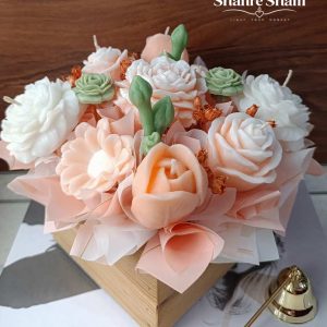 باکس گل شمع رز گلبهی