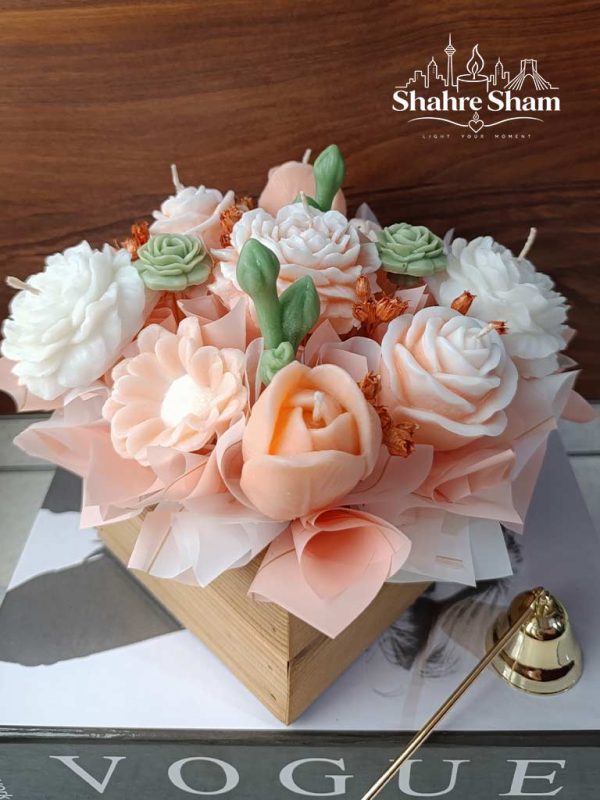 باکس گل شمع رز گلبهی