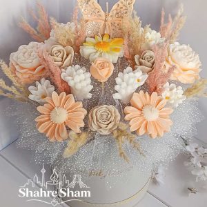 باکس گل شمعی گلبهی نسکافه ای