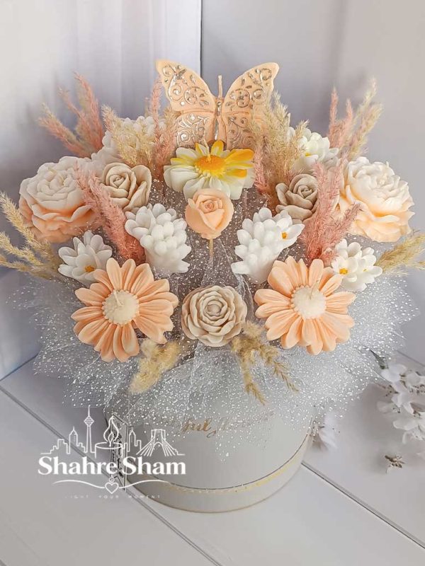 باکس گل شمعی گلبهی نسکافه ای