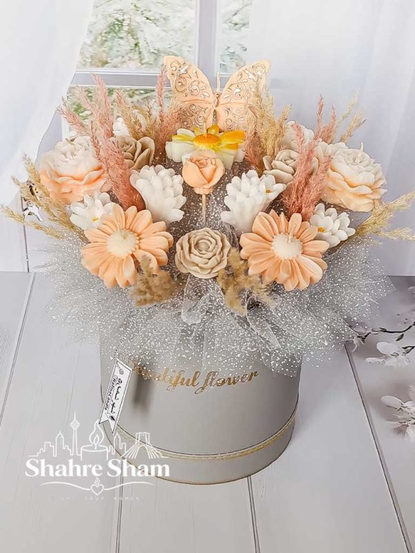 باکس گل شمعی گلبهی نسکافه ای