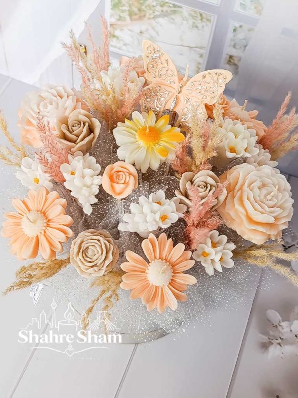 باکس گل شمعی گلبهی نسکافه ای