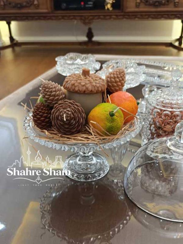 ست شمع ۷ تکه بلوط، نارنگی و میوه کاج